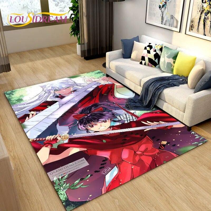 Inuyasha Japan Anime Cartoon Area Rug,Carpet Rug for Living Room Bedroom Sofa Doormat Decoration,Kids Play Non-slip Floor Mat