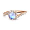 Moonstone Halo Twist Pave Band Ring - 925 Sterling Silver Rose Gold Vermeil