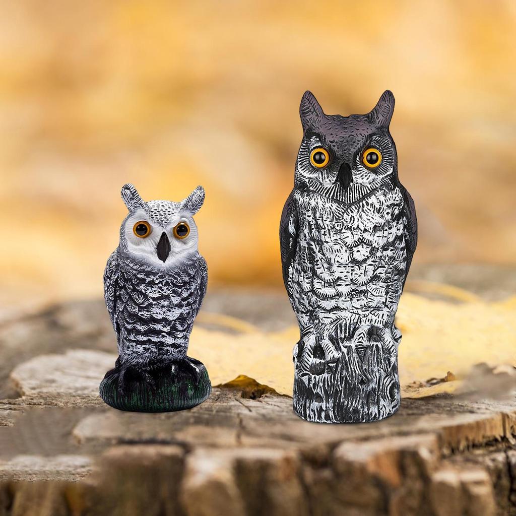 2Pack Owl Scarecrow Sculpture Bird Horned Decoy Statue for Garden Yard Outdoor