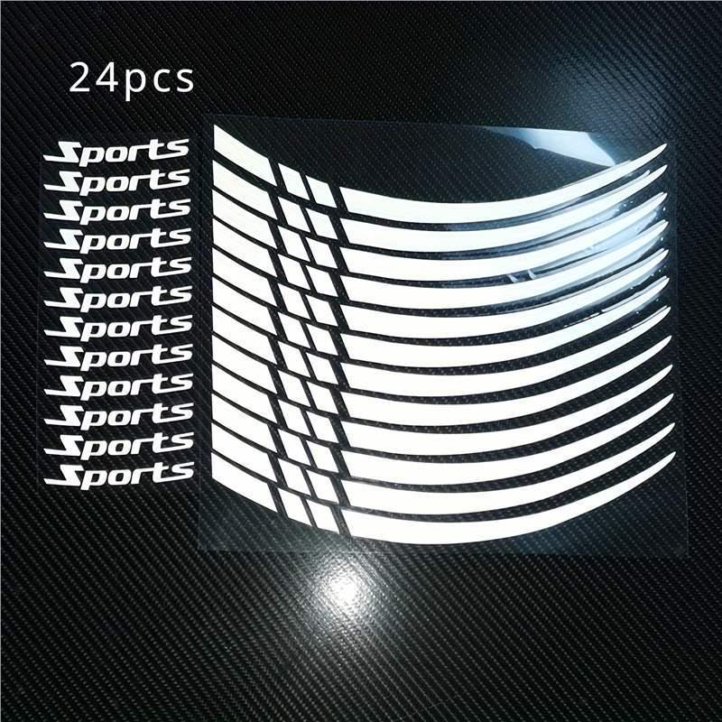 24pcs Reflective Wheel Rim Stickers for Cars & Motorcycles