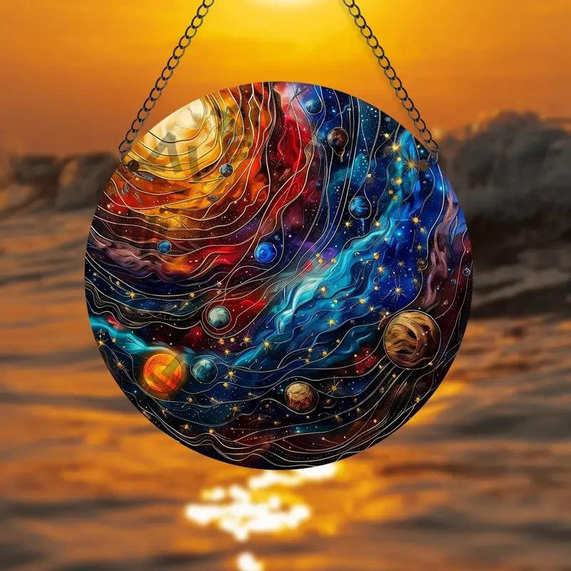 Acrylic Window Decoration Pendant Stained Cat On Desk Panel Decor Indoor Outdoor Garden Decor Or Housewarming Gift