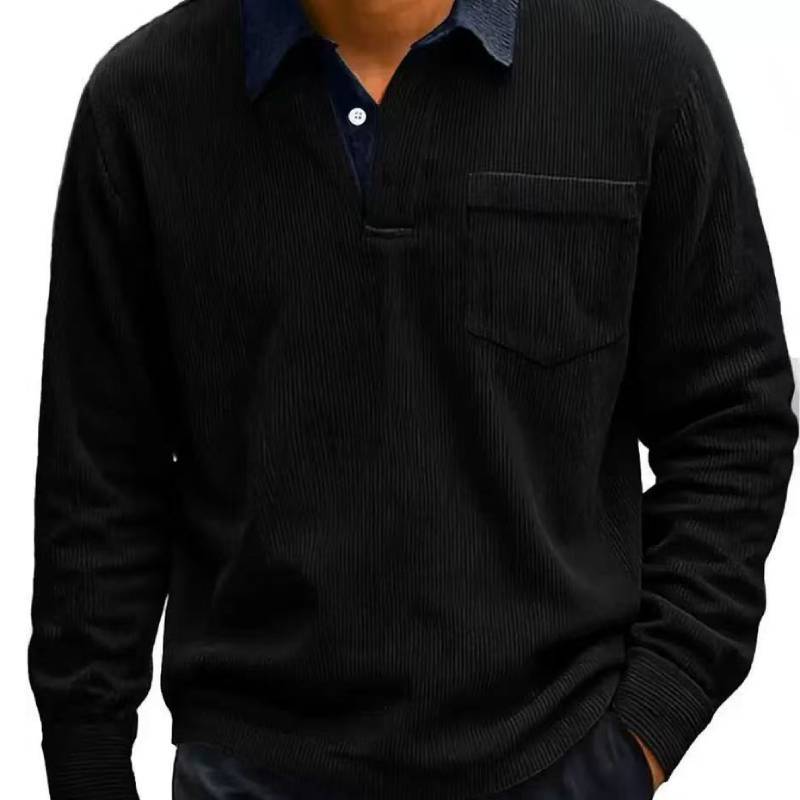 Vintage Corduroy Long Sleeve Shirt With Button Collar For Casual Mens Fashion