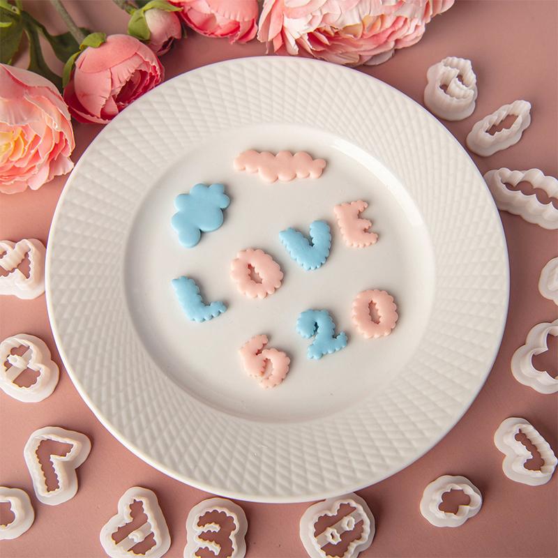 Polymer Ton Schneideformen Schneider Wellige Kante Alphabet Zahl Tonform DIY Backen Ohrringe Schmuck Anhänger Herstellung Keramikwerkzeuge