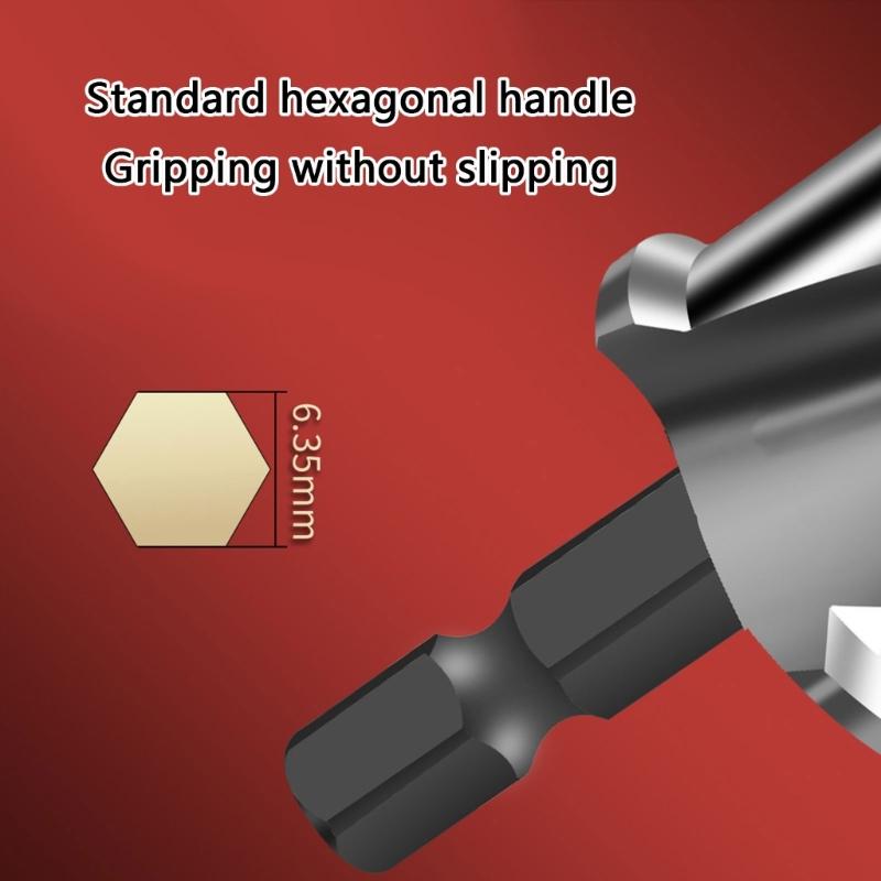 Hexagonal Shank Step Drill Bit Suitable For Pipe Installation With Multi Diameter Cutting Durability Tool Steel Material
