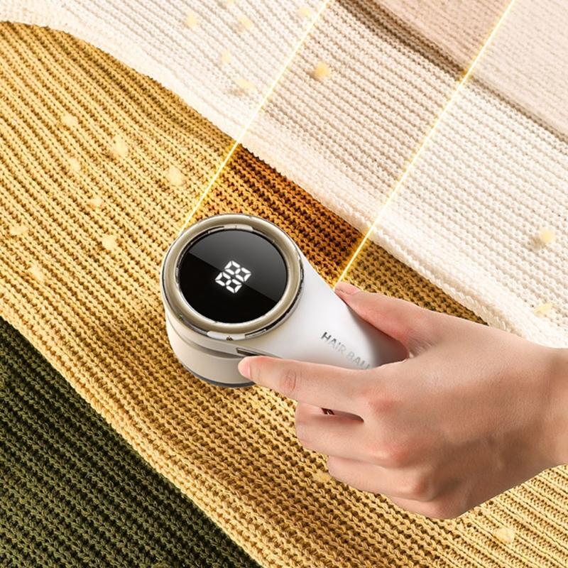 Hair Ball Trimmer LCD Display Clothes Lint Remover with Powerful Motor Sweater Defuzzer for Home and Travel Use