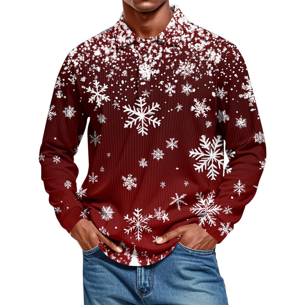 Men's Casual Style Solid Color Loose  Shirt Long-sleeved Top