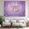 Elegant 75th Birthday Backdrop, Glamorous Purple Design with Diamond-Encrusted Number 75 and Sparkles, Festive Milestone Party Wall Decor