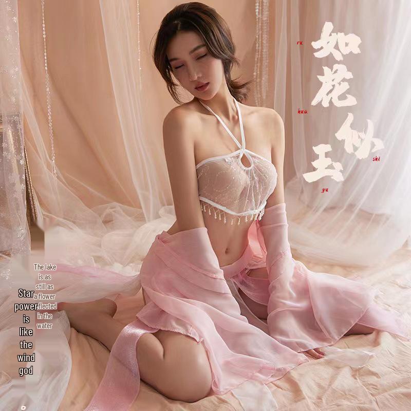 Elegant Plus Size Sheer Embroidered Hanfu Lingerie Set