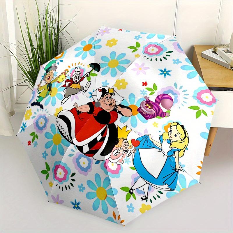 

Disney Alice, Wonderland Automatic Open/Close Umbrella - Cute Umbrella with Cute Design, Portable 3-Fold Compact Umbrella for Men & Women, V