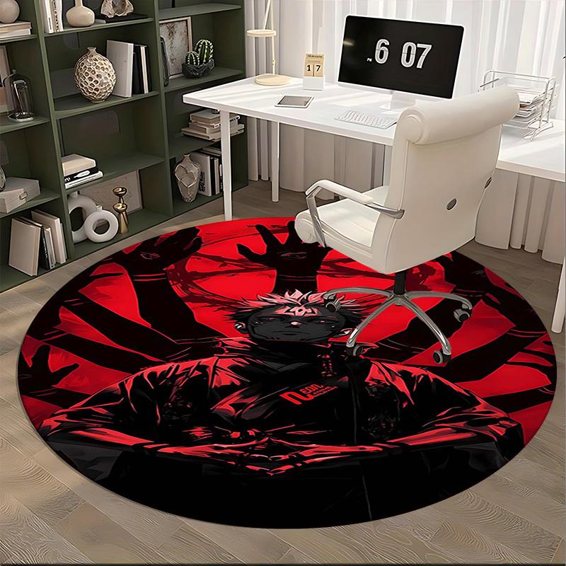1pc Jujutsu Kaisen Satoru Gojo Round Carpet, Chair Mat for Office, Home Decor, Living Room