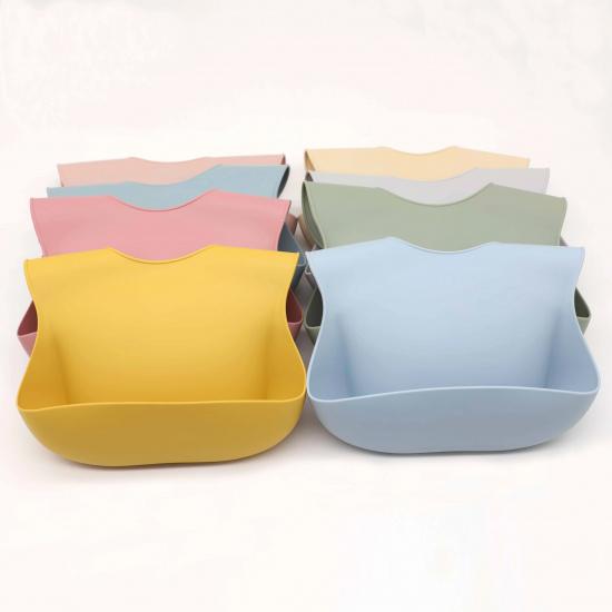 Food grade silicone bib food catcher with three-dimensional and multi-stage adjustment, easy to clean