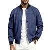 Men S Suede Flight Jacket Casual Loose Long Sleeve Workwear Baseball Coat