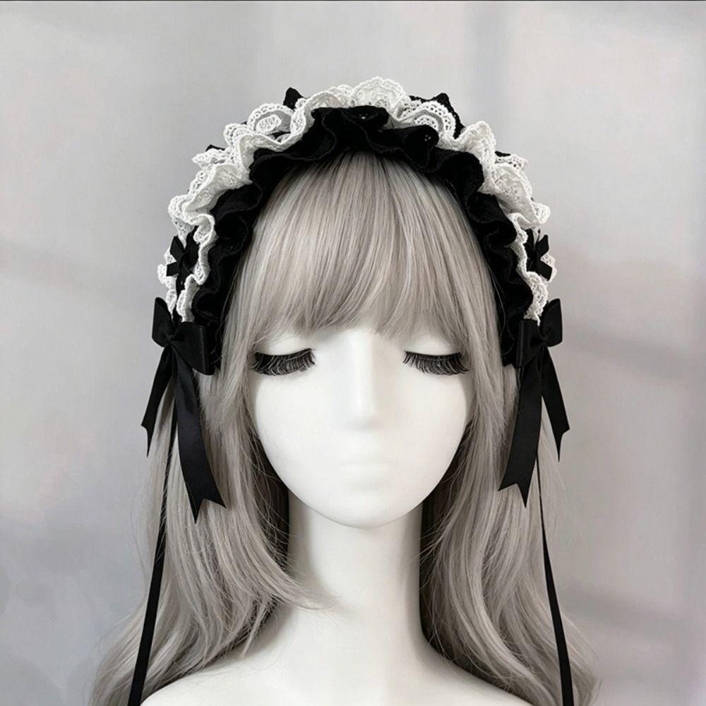 Spicy Girl Lolita Wings Lace Headband Rivet Ruffled Hairband Sweet Cosplay Headdress  Cosplay