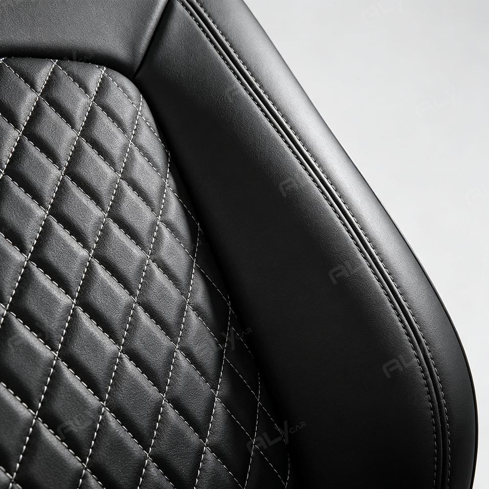 All Season Quilted PU Leather Car Seat Covers Full Set Waterproof Fulls Coverage Universal Fit for All Cars SUV Truck Van Luxury