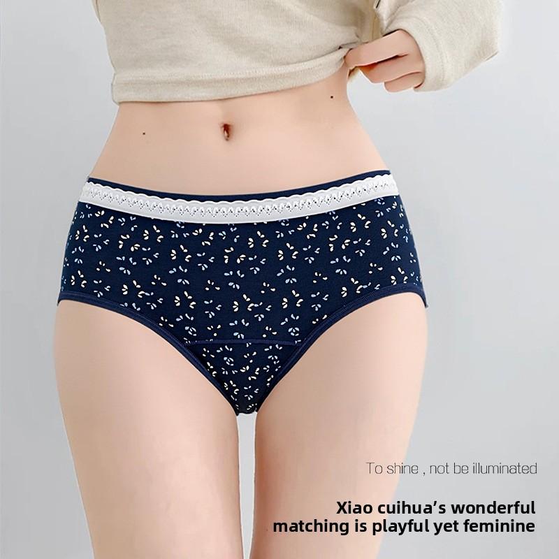Girl Spring and Autumn Sweet Romantic Lace Pure Cotton 10A Antibacterial Extended Crotch Waist Triangle Briefs