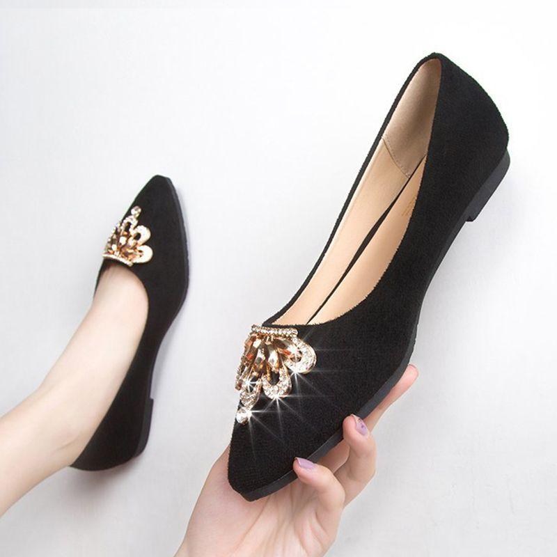 Ladies Footwear Pointed Toe Bride Rhinestone Red Women's Flat Shoes Non Slip Y2k Quick Delivery Wholesale Casual Vacation Spring