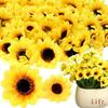 30-150Pcs Yellow Artificial Flower Heads Craft Floral Embellishments Wreaths Wedding Artificial Sunflower Flowers Decoration