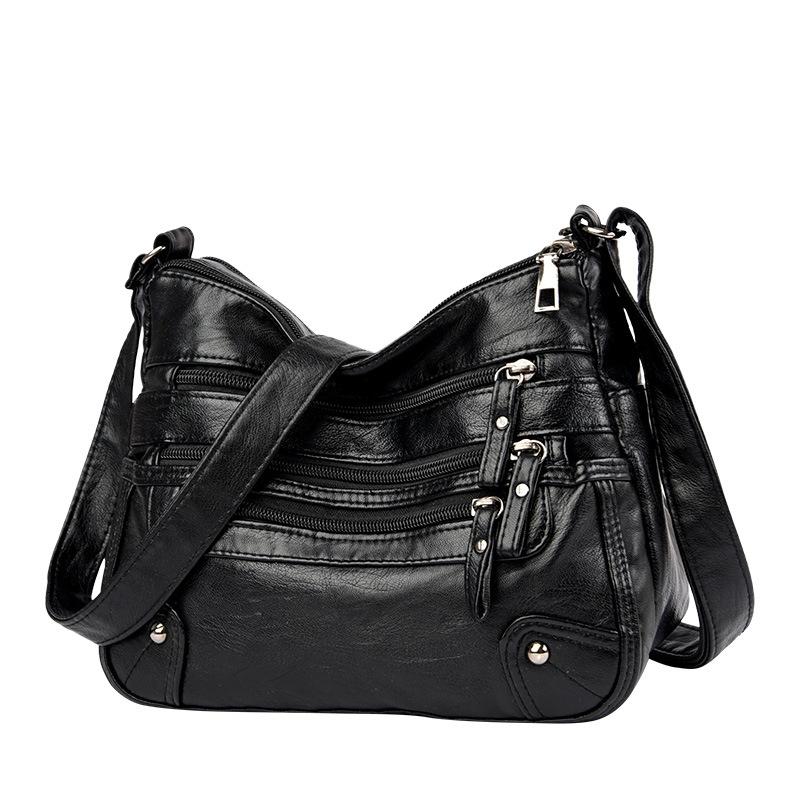Stylish Multi Zipper Crossbody Bags, Soft Vegan Pu Leather Shoulder Bag, Women's Multi Pockets Handbag Purse for Women Daily Use