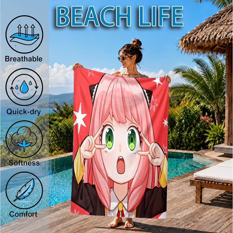 Cute anime spy Famliy Beach Towel, Microfiber Beach Towel, Perfect For Pool, Beach, Travel, Home Decor Beach Party Fan gifts