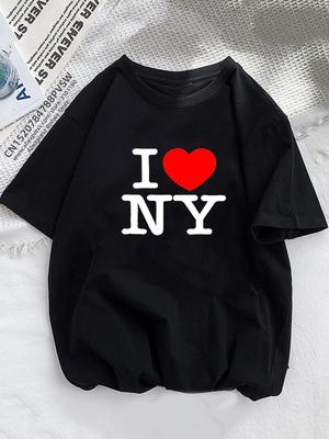 Women I Love NY New York Graphic Tshirt Girl Y2K Harajuku Black Pink Red New Tee Tops Female Funny Clothes Gift