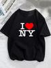 Kvinnor Jag Älskar NY New York Grafisk T-shirt Flicka Y2K Harajuku Svart Rosa Röd Ny T-shirt Toppar Kvinna Roliga Kläder Gåva