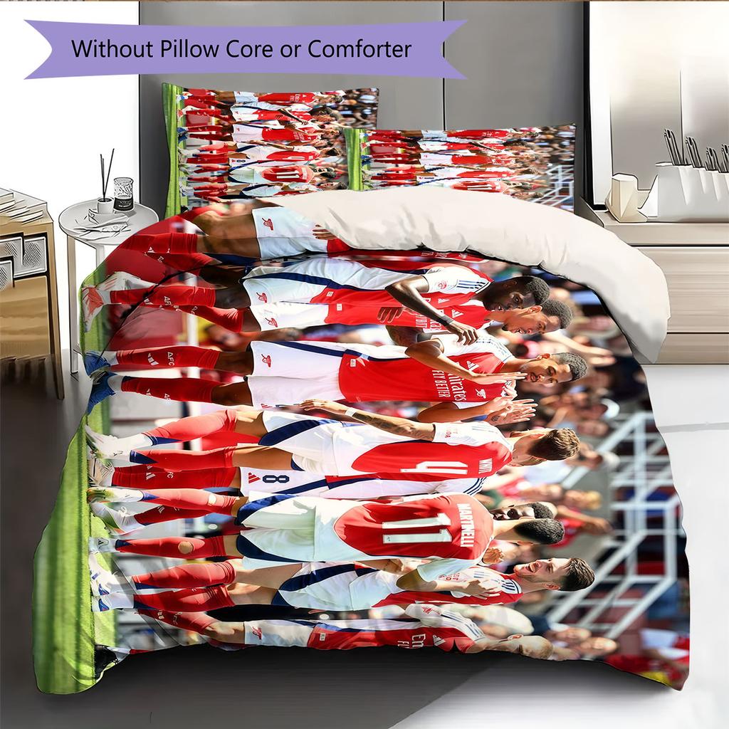 Arsenal Players Pattern Bedding Home Decoration Birthday Gift ( 1 Duvet Cover + 2 Pillowcase, Without Core),fan Merchandise.