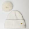Maia Fox Fur Pom Pom Beanie Hat - Ivory