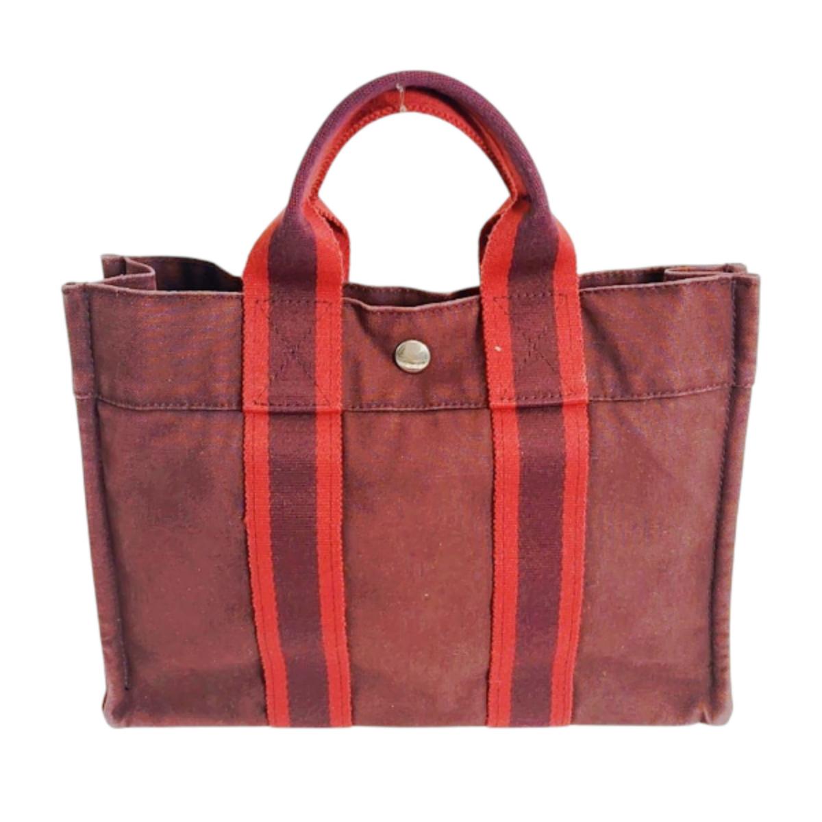 

HERMES fool toePM Tote Bag canvas Bordeaux unisex Used