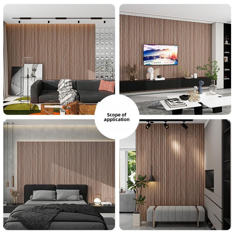 0.45x10m Self Adhesive Slat Wallpaper Vintage Wood Grain Striped Wall Sticker for TV Background Living Room Decor Peel and Stick