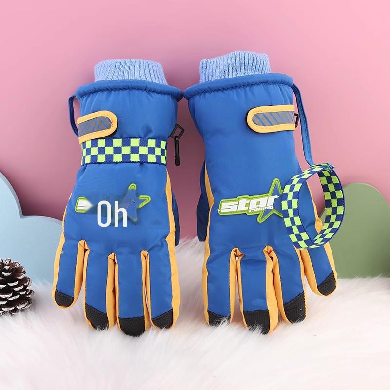 Children's Winter Ski Gloves: Thick, Cold-Proof, Waterproof, Windproof, Non-Slip, Warm Cotton for Ages 3-17.