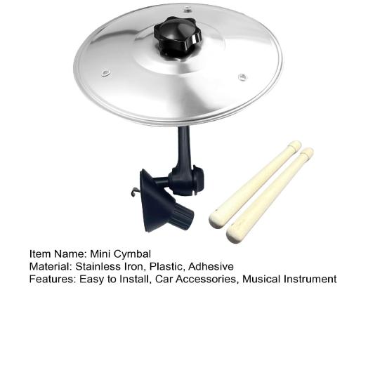 1/2 st Mini Bil Cymbal Luftventil Fordonsinstrumentbräda Symbol Trumma Crash Cymbal med Trumpinnar Musikinstrument Musikälskare Trummisar Gåva