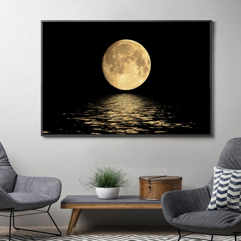 Schwarz-weißer Mond, Leinwandgemälde, moderne Wandkunst, Poster und Drucke, Kunst, abstrakte, modulare Bilder für Wohnzimmerdekoration