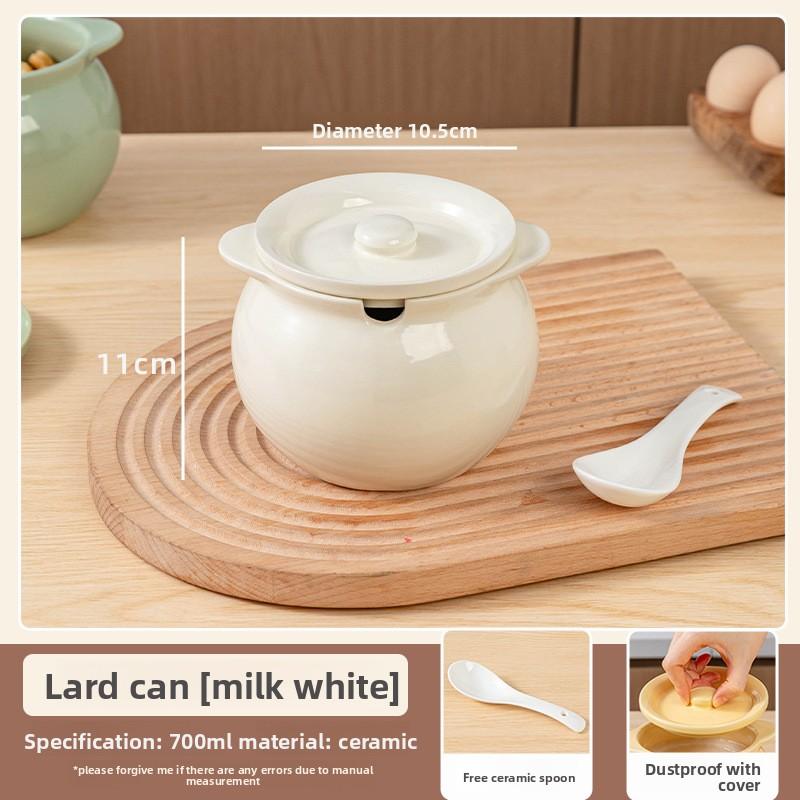 

Kitchen Oil Pot Household Ceramic with Lid High Temperature Splashing Special Large Seasoning Tank for Seasoning Organizer