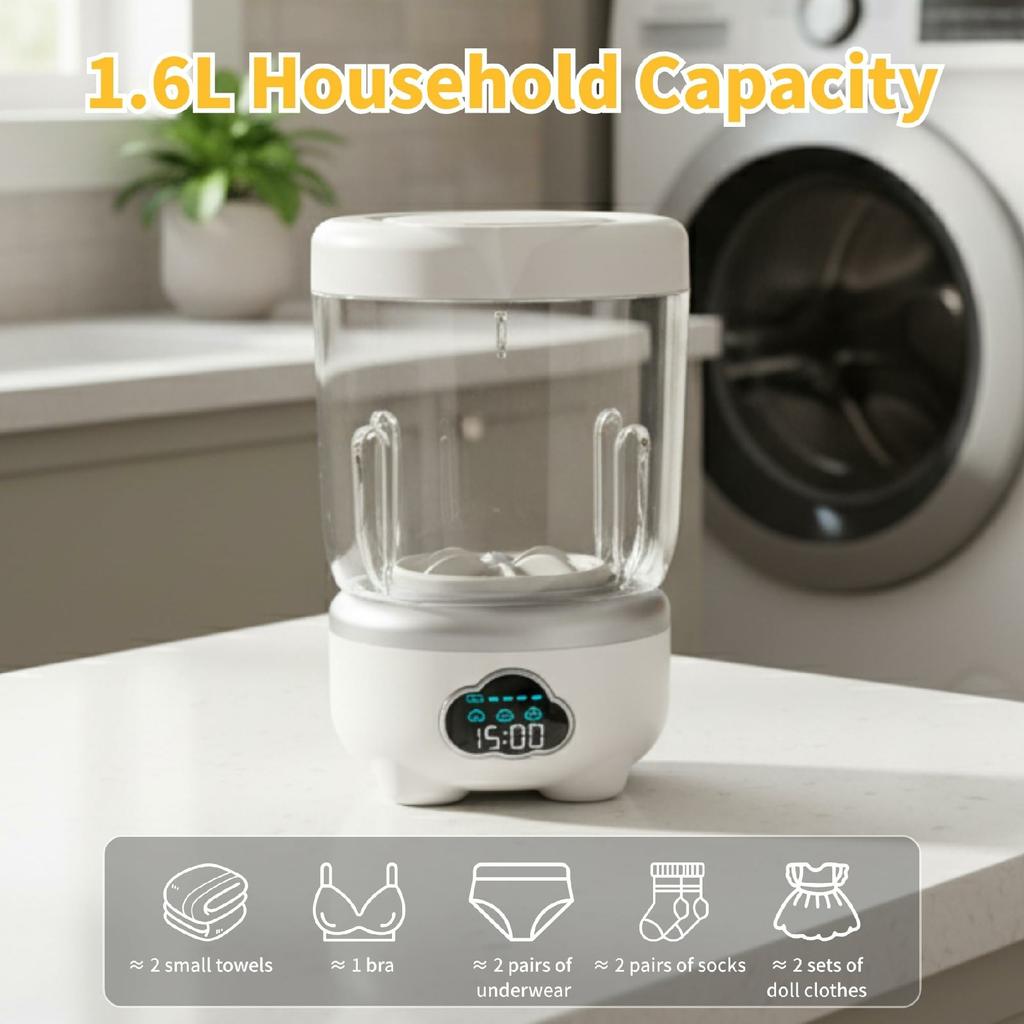 Mini Laundry Cup Portable Washing Machine Foldable Design with 3 Wash Modes for Underwear/Socks