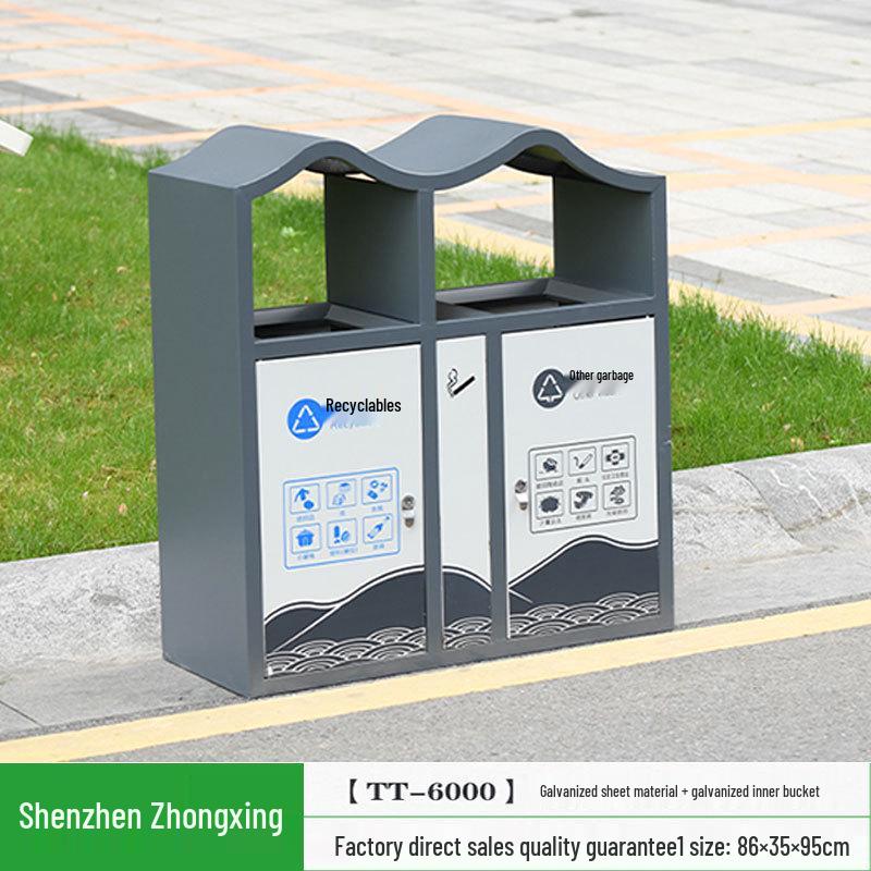 Stainless Steel Outdoor Trash Can: Large Sanitation Bin for Fruit Peels and Waste