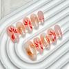 Women Mid‑Long Press‑On Nails Pure‑Handmade Boutique Gold‑Carp Transfer‑Print Lucky‑Vibe False Nail Patches
