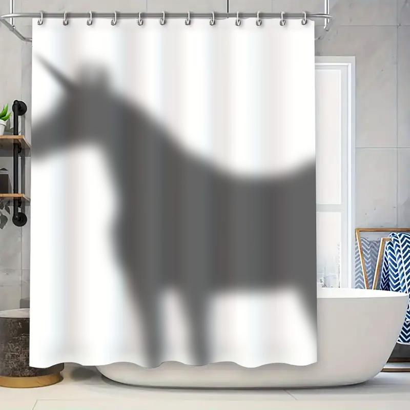 

Unicorn Silhouette Shower Curtain White Bath Decoration For Kids Room Or Bathroom Decorations Waterproof Washable 72X84In Home S W60H190(CM)-1 Pcs