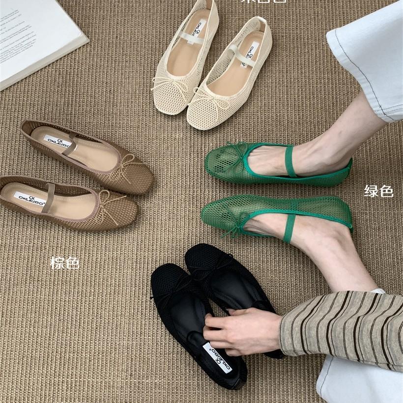 Flat Mary Jane shoes women's shoes spring and autumn 2025 new niche design mesh bow single shoes