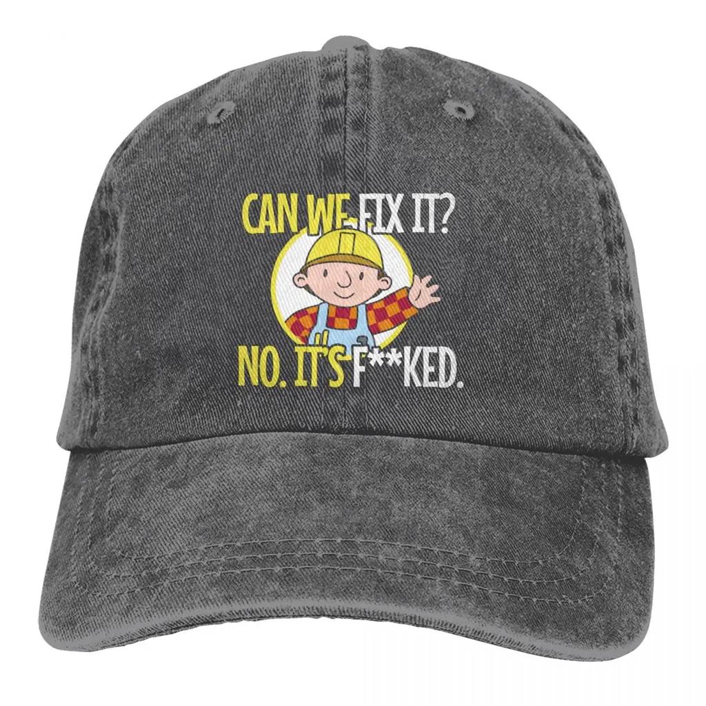 Vintage Bob The Builder Can We Fix It Baseball Caps Unisex Style Distressed Washed  Cap Funny Repair Man Hats Cap