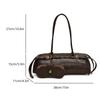 Boston Handbag For Women Solid Shoulder Bag Pu Leather Casual Bowling Bag Retro Commuter Bag