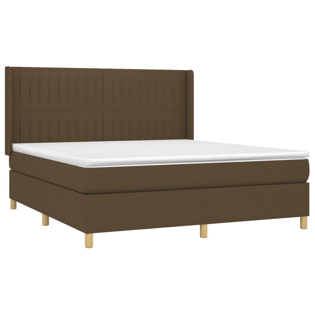 Box Spring Bed with Mattress Dark Brown 160 x 200 cm Fabric