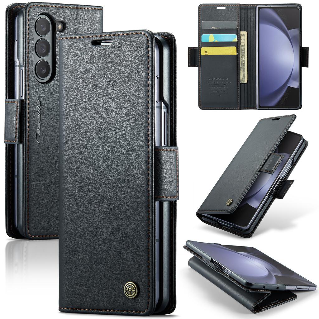 Business Style Folio Flip Leather Case for Samsung Z Fold 8 Ultra 7 6 5 Fold7 Magnetic Kickstand Card Holder Wallet Phone Cove