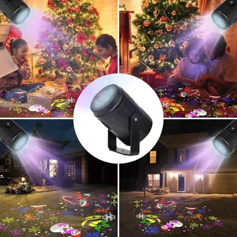 16 Patterns Christmas Projector Lights Rotatable Christmas Decoration Outdoor/Indoor Led Projector for Holiday Party Xmas Decor