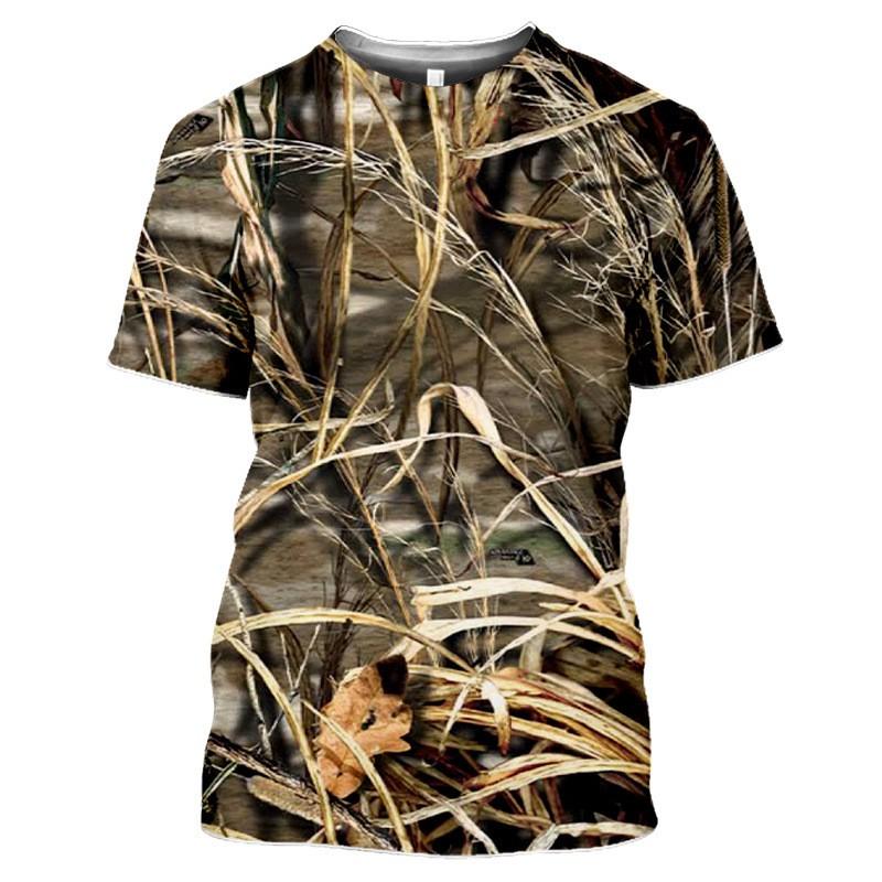 Mens Jungle Camo T-Shirt Short Sleeve Slim Fit Digital Print Outdoor Casual Tee