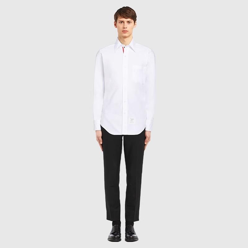 TB [Official Authentic] unisex couple classic shirt casual business white top blue white red business style