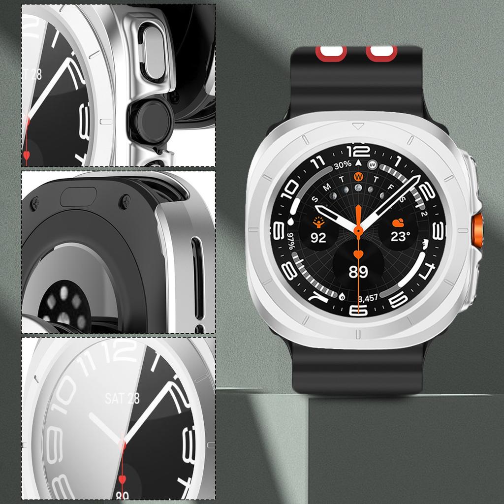 Case+Strap for Samsung Galaxy Watch 7 Ultra 47mm Sport Silicone Band Bracelet PC Case Protective Cover for Galaxy Watch 7 Ultra