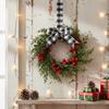 10 Inch Small Christmas Kitchen Cabinet Wreaths with Ribbon Bows Greenery Christmas Wreaths for Window Wall Front Door Decor