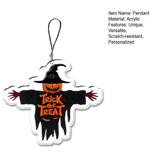 Halloween Pumpkin Ghost Ornaments for Cars 2D Acrylic Rearview Mirror Holiday-themed Decorative Pendants Pendant Keychain