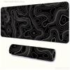 Topographic Contour Lines Black Gaming Mouse Pad Large Extended Desk Mat Minimalist NonSlip Base