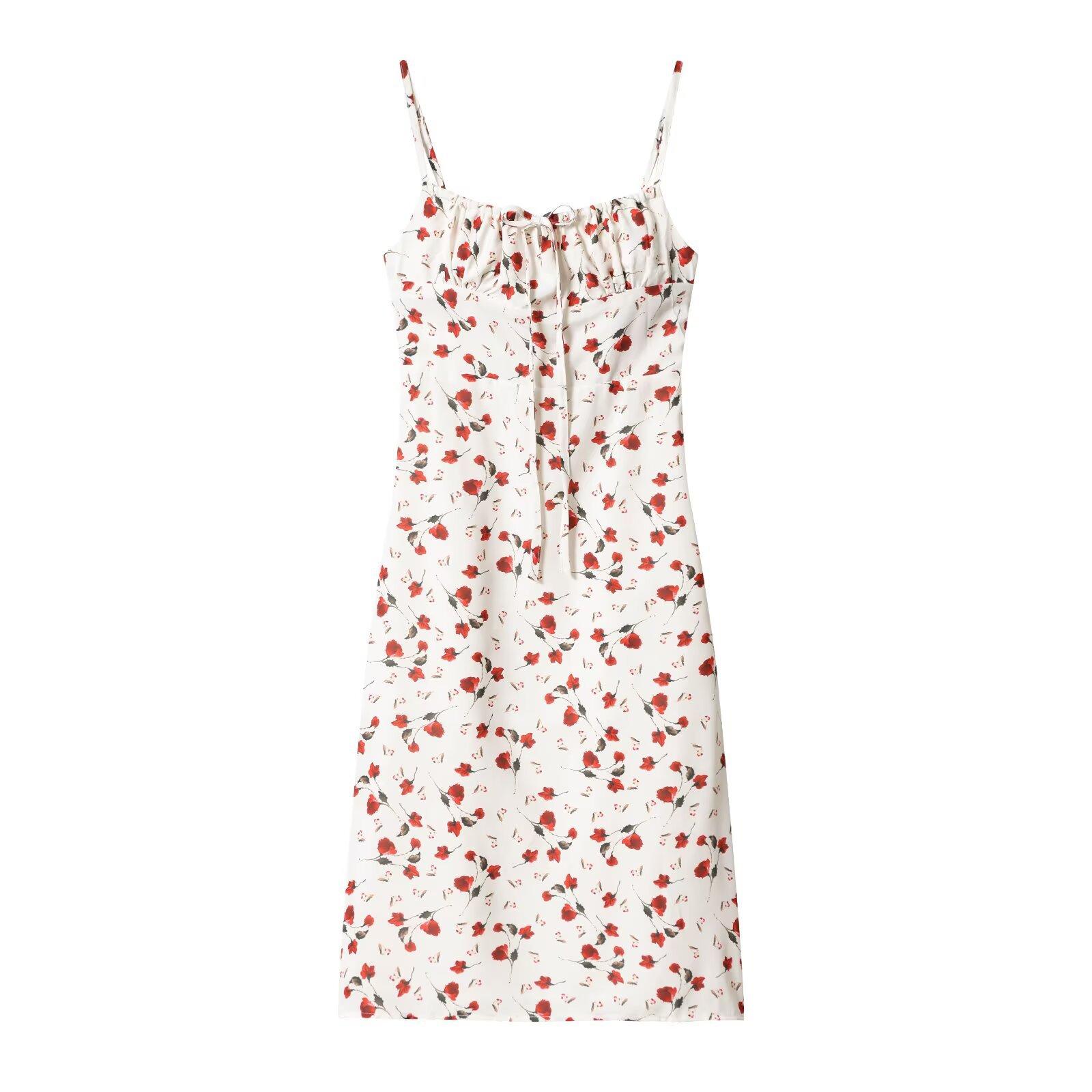 European and American style, new women s clothing, foreign style, classic, versatile, printed suspender dress S
